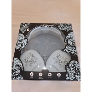 New Ed Hardy Blue Wireless Headphones Black Love Kills Slowly Tattoo Bluetooth